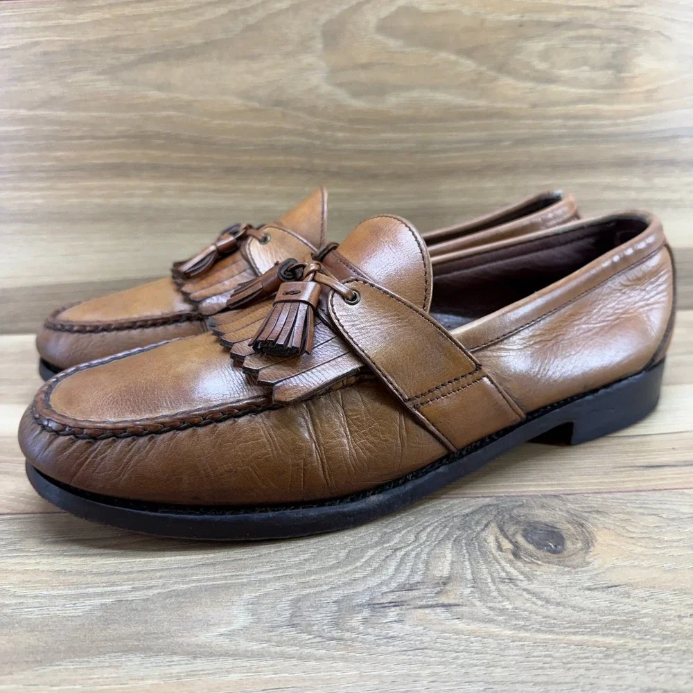 Allen Edmonds Enfield Tassel Loafers Mens 10.5 D Walnut Leather Moc Ivy Business